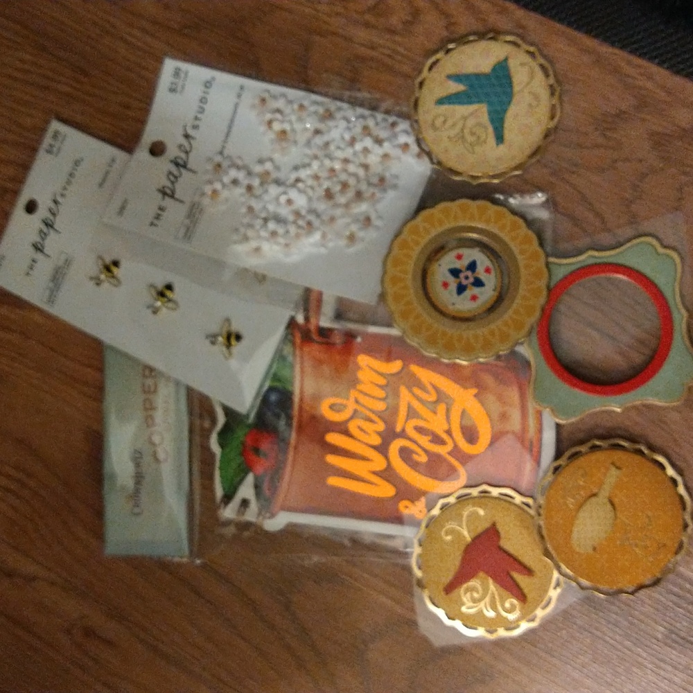 Spiral Notebook, Martha Stewart Stickers, Bee Charms, Daisy Imbellishments Lot